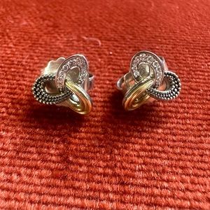 Lagos gold and silver studs with small diamonds